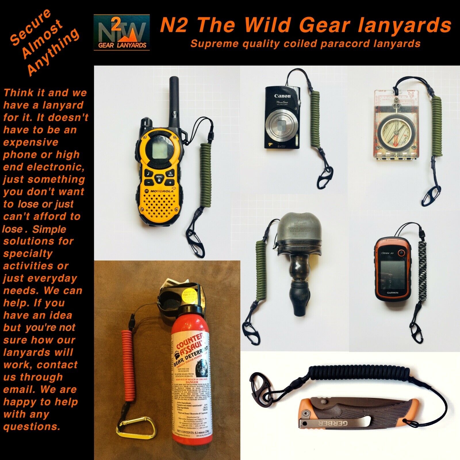 N2 The Wild Gear Lanyards Subalpine & Coyote Rangefinder Binocular GPS  Lanyard